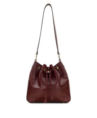 Belamy Small Glazed Leather Drawstring Bucket Bag