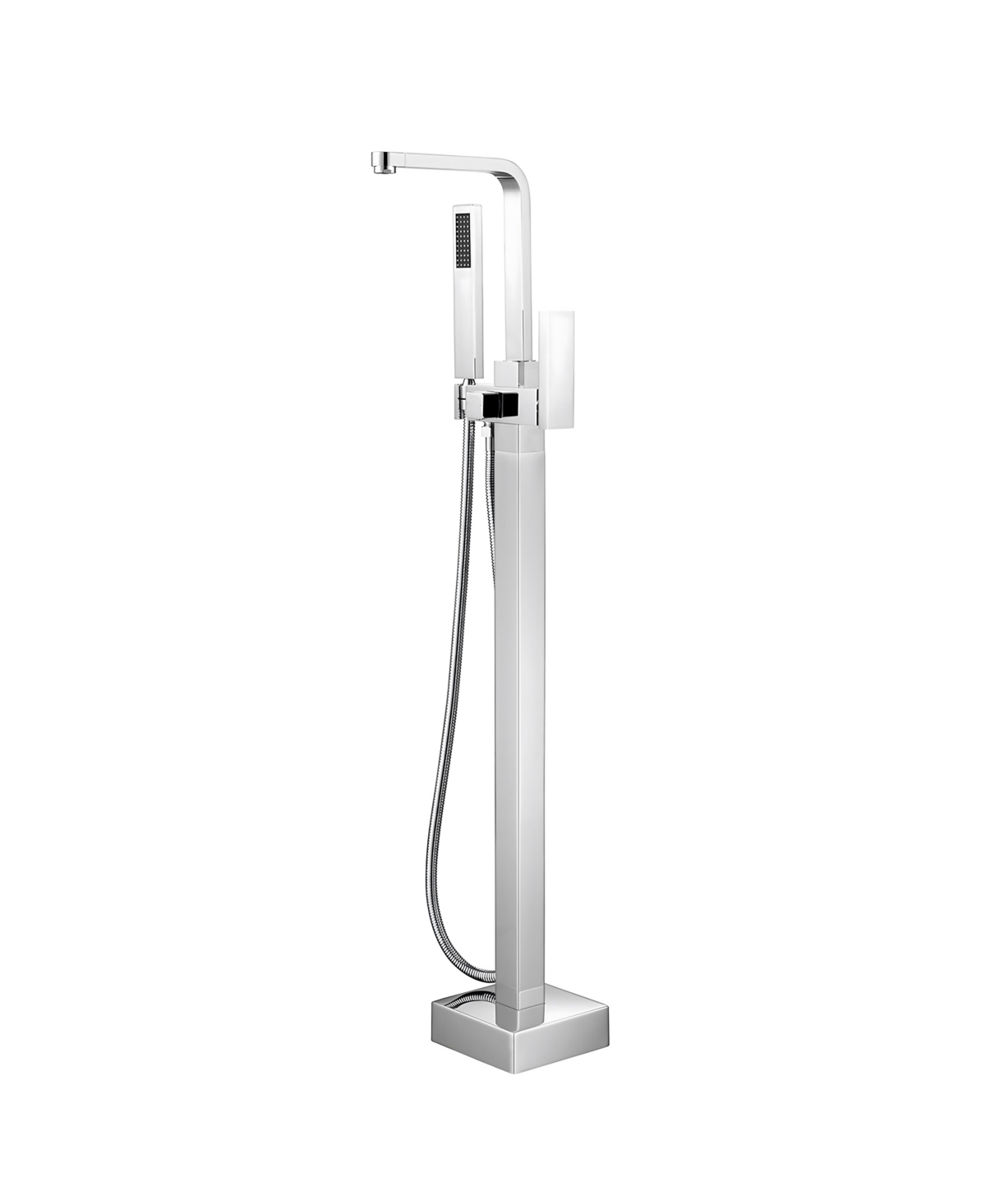 Thirtypeachy Freestanding Bathtub Faucet with Hand Shower, Single Handle Floor Mount Tub Filler for Modern Bathrooms - Chrome