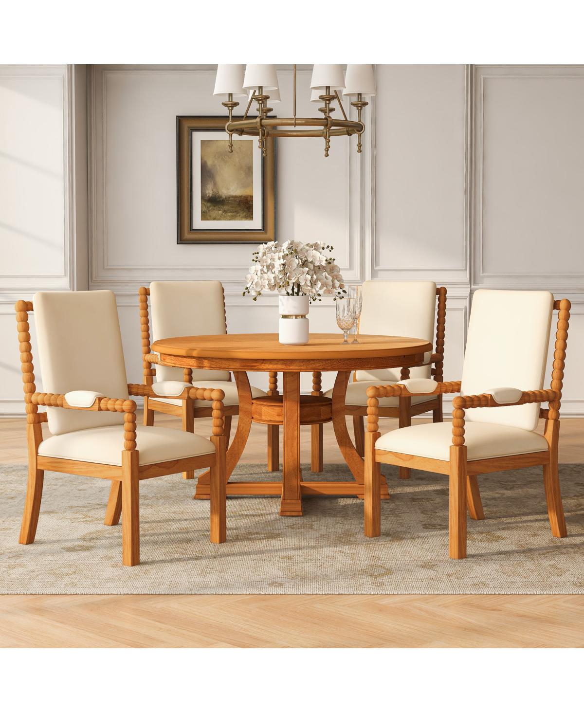 Streamdale Furniture 5-Piece Retro Extendable Dining Table Set with 4 Chairs