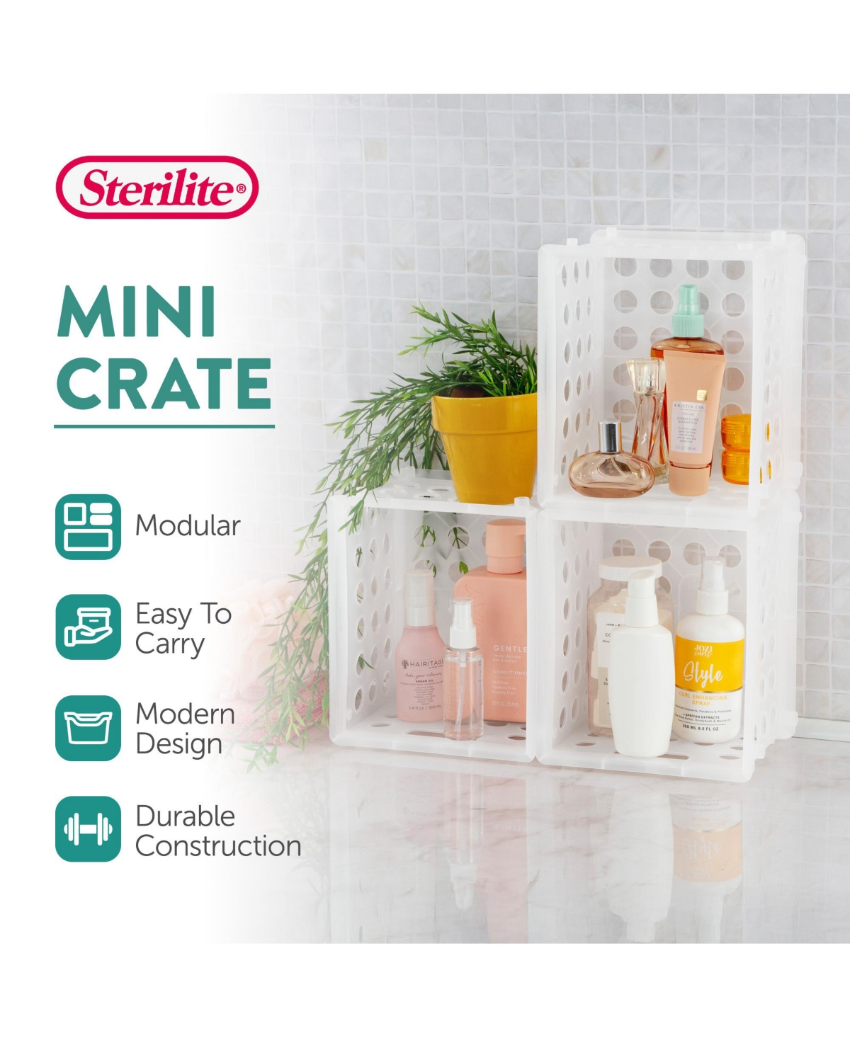 Sterilite Convenient Mini Square Small Storage Organizing Crate, Clear (12 Pack)