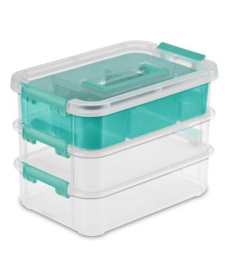 Convenient Home 3-Tiered Stacking Carry Storage Box, Clear (24 Pack)