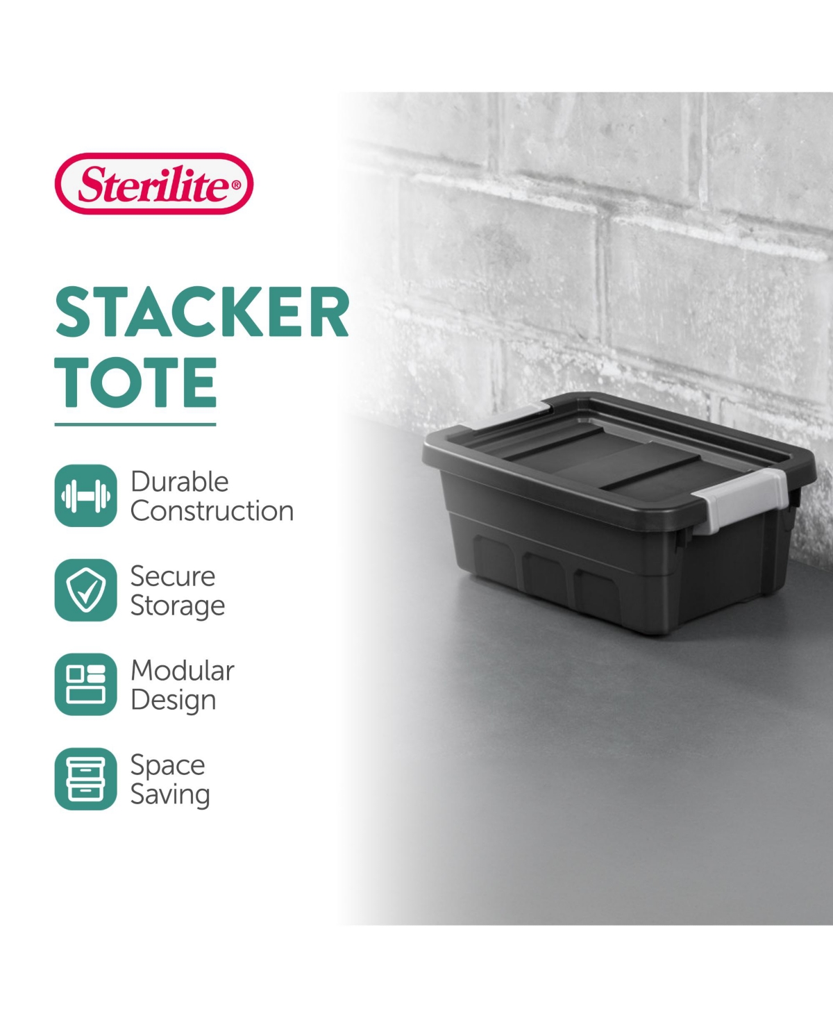 Sterilite 4 Gallon Industrial Storage Totes w/ Latch Clip Lids