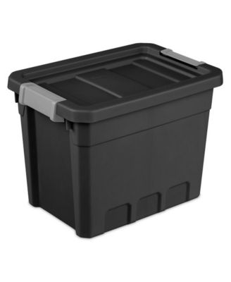 7.5 Gal Rugged Industrial Storage Totes w/ Latch Lids, Black (18 Pack)
