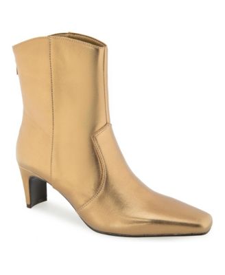 Women's Aleena Leather Square-Toe Heeled Bootie