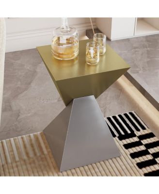 Modern Stainless Steel Abstract End Table with Brushed Finish for Fashion Home