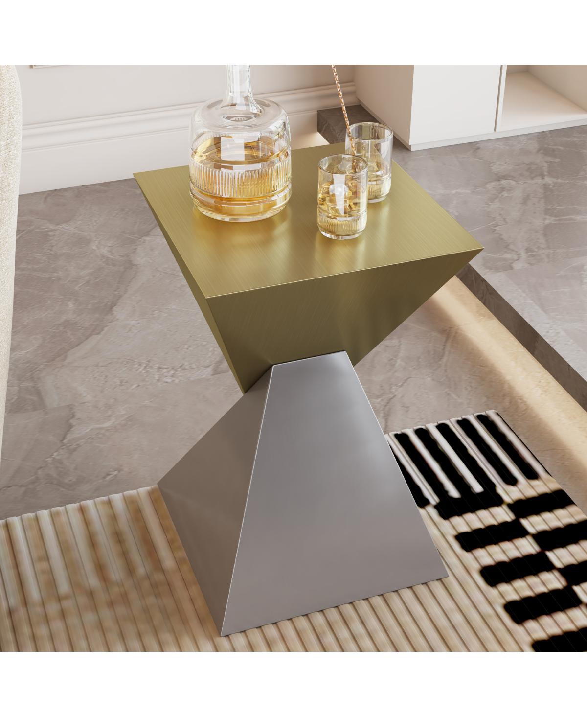 Streamdale Furniture Modern Stainless Steel Abstract End Table with Brushed Finish for Fashion Home