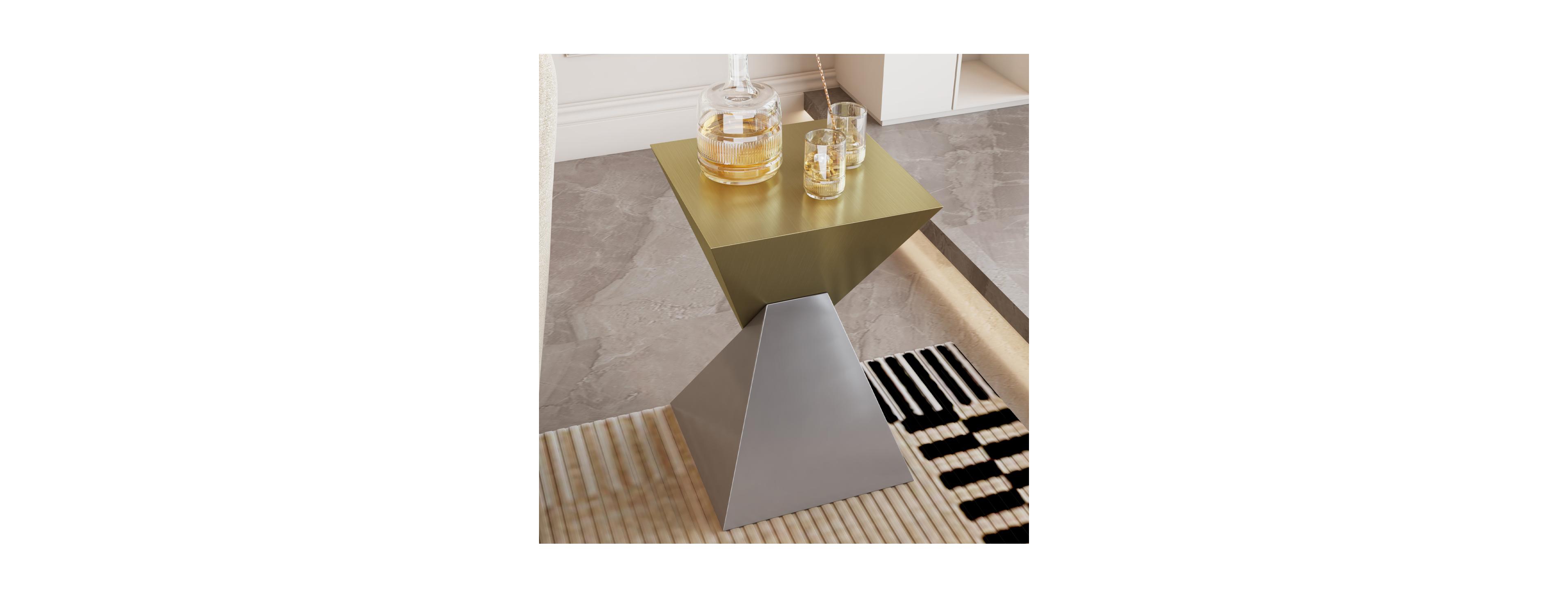 Streamdale Furniture Modern Stainless Steel Abstract End Table with Brushed Finish for Fashion Home
