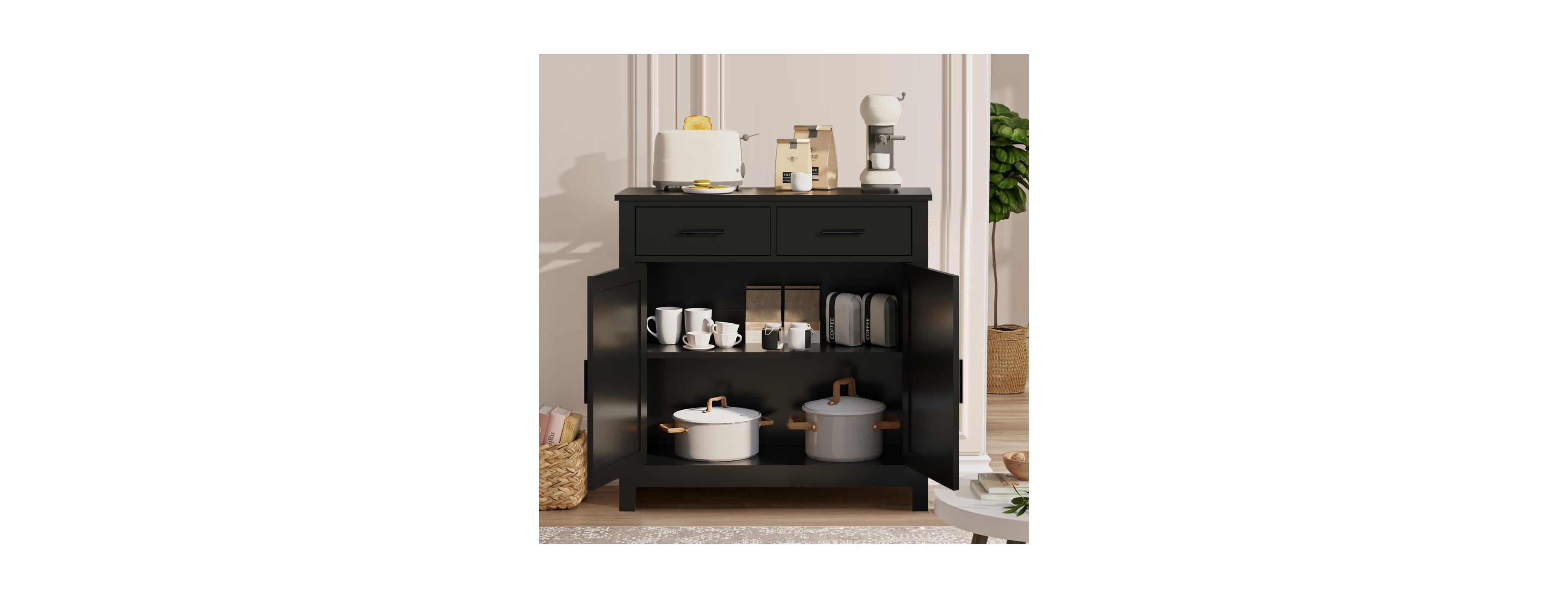 Streamdale Furniture Modern Farmhouse Kitchen Storage Cabinet and Coffee Bar with Drawers