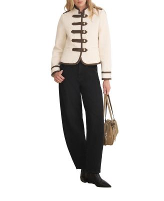 Women's Neutral Trophy High-Neck Military Wool-Blend Jacket