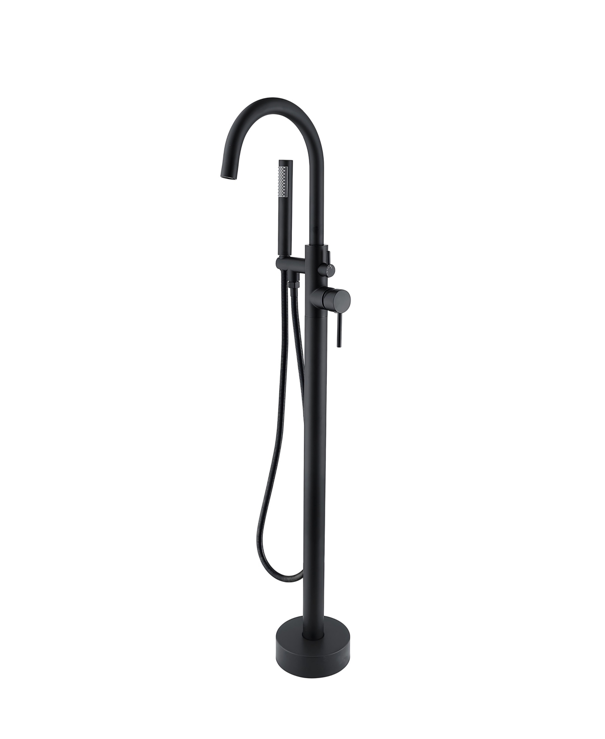 Freestanding Tub Faucet with Hand Shower, Single Handle Metal Bathtub Filler, 44.9-Inch Overall Height, 3.9 Gpm - Black