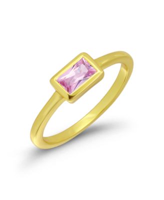 Pink Cubic Zirconia Baguette Stackable Pinky Ring
