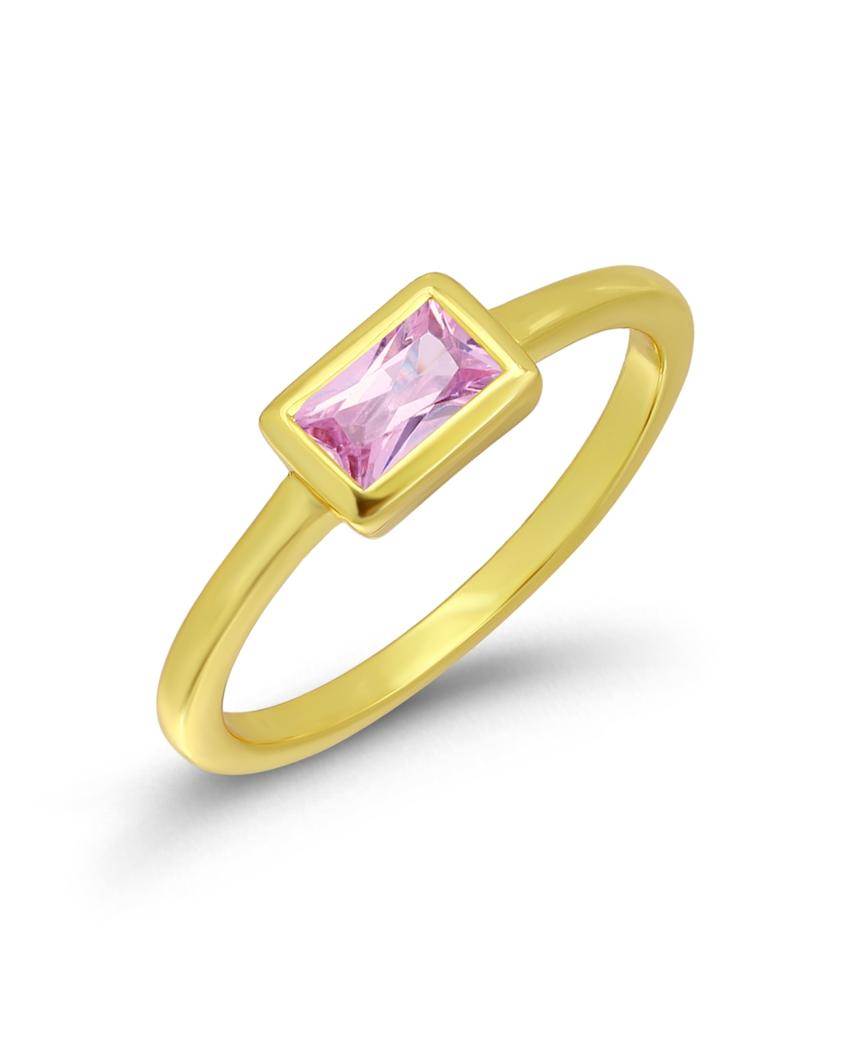 Macy's Pink Cubic Zirconia Baguette Stackable Ring - Gold/Purple
