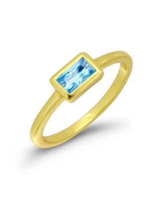 Cubic Zirconia Baguette 14K Gold Plated Pinky Ring