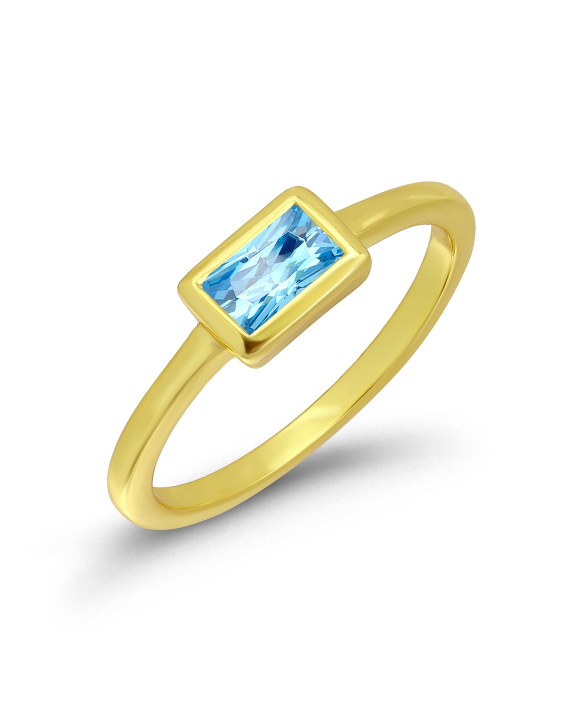 Macy's Cubic Zirconia Baguette Gold-Tone Ring - Gold/Sky Blue