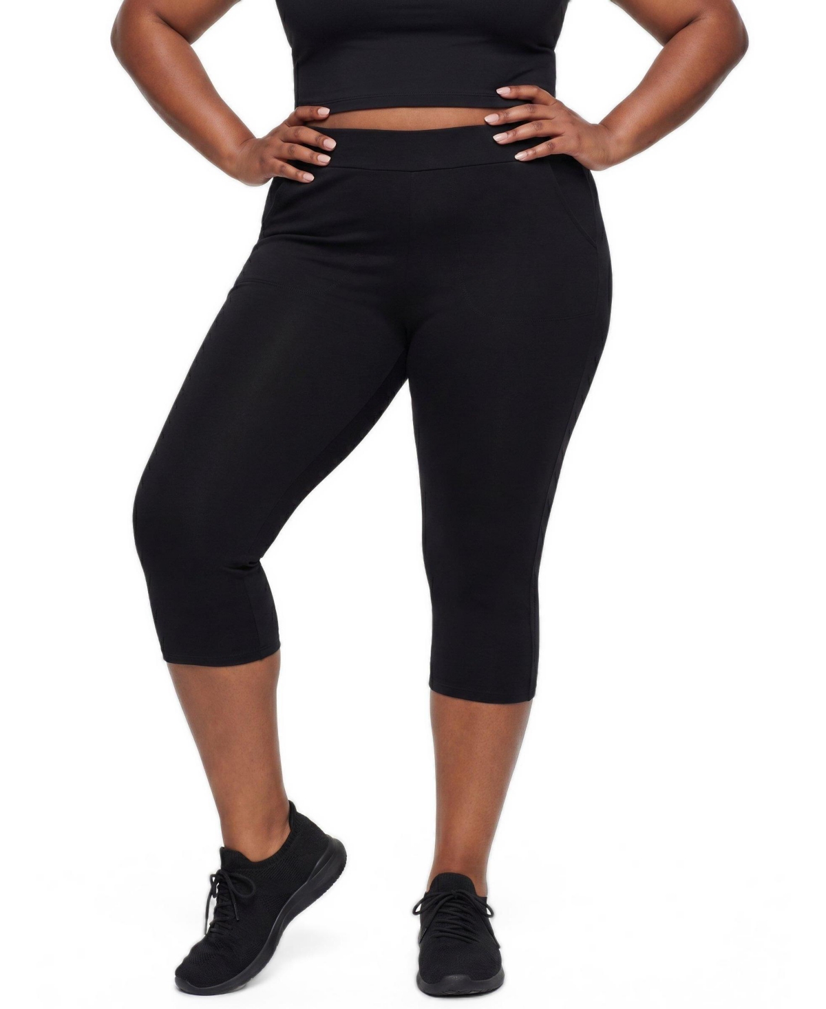 Torrid Plus Size High-Rise Pedal Pusher Pocket Leggings - Deep black