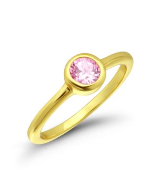 Round Pink Cubic Zirconia Promise Pinky Ring