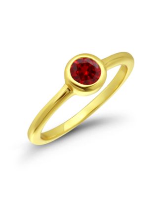 Cubic Zirconia Red Bezel Set Round Statement Pinky Ring