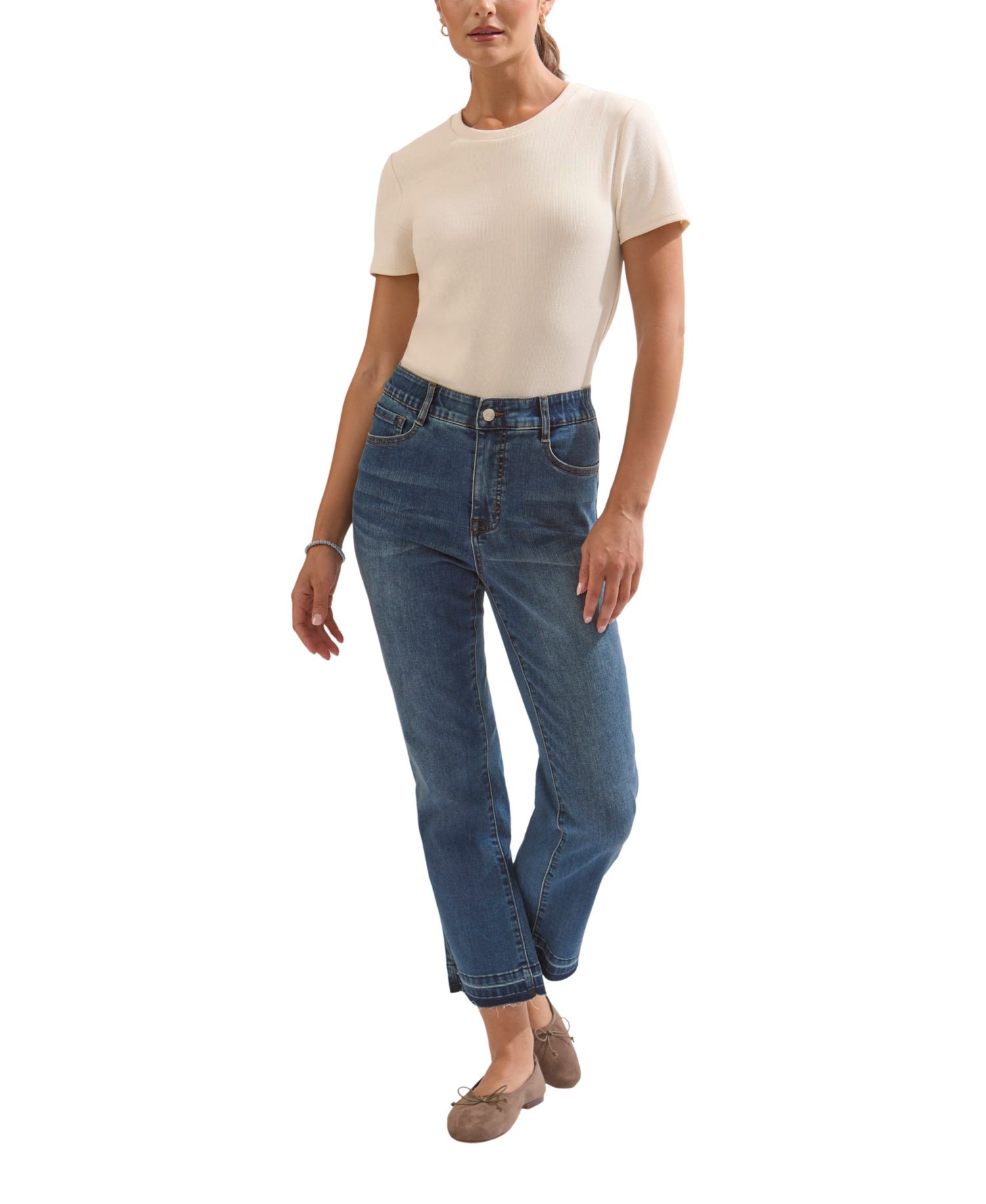 Women's Sophia Mid-Rise Micro-Flare Stretch-Denim Jeans