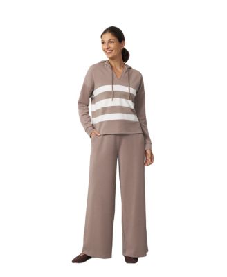 Women's Striped Hoodie and Wide-Leg Pants, 2-Piece Set