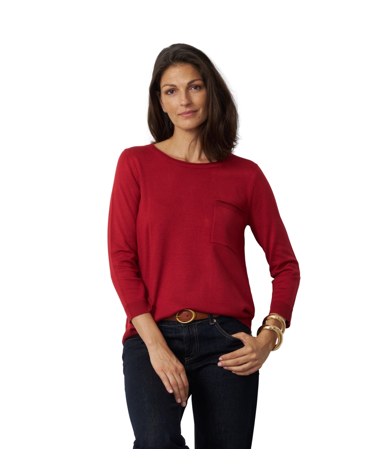 Cable & Gauge Women's Boat-Neck High-Low Sweater