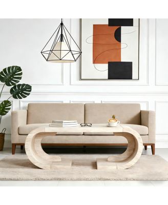 47.24" Curved C-Shaped Coffee Table with Curved Base