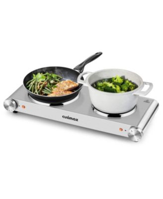 1800W Electric Cooktop Stainless Steel Hot Plate Double Burner With Temperature Control Portable Electric Cookware