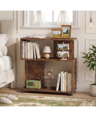 3 Tier Bookcase Modern S shaped Bookshelf with Adjustable Feet and Anti Tipping Kits