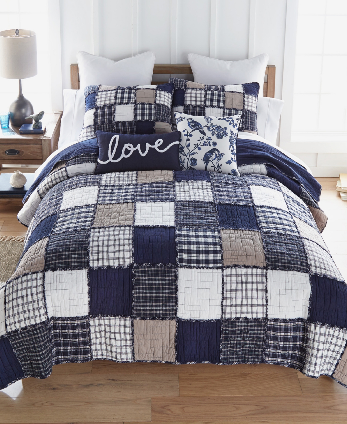 Donna Sharp Checkerboard Cotton 3-Piece Quilt Set, Queen