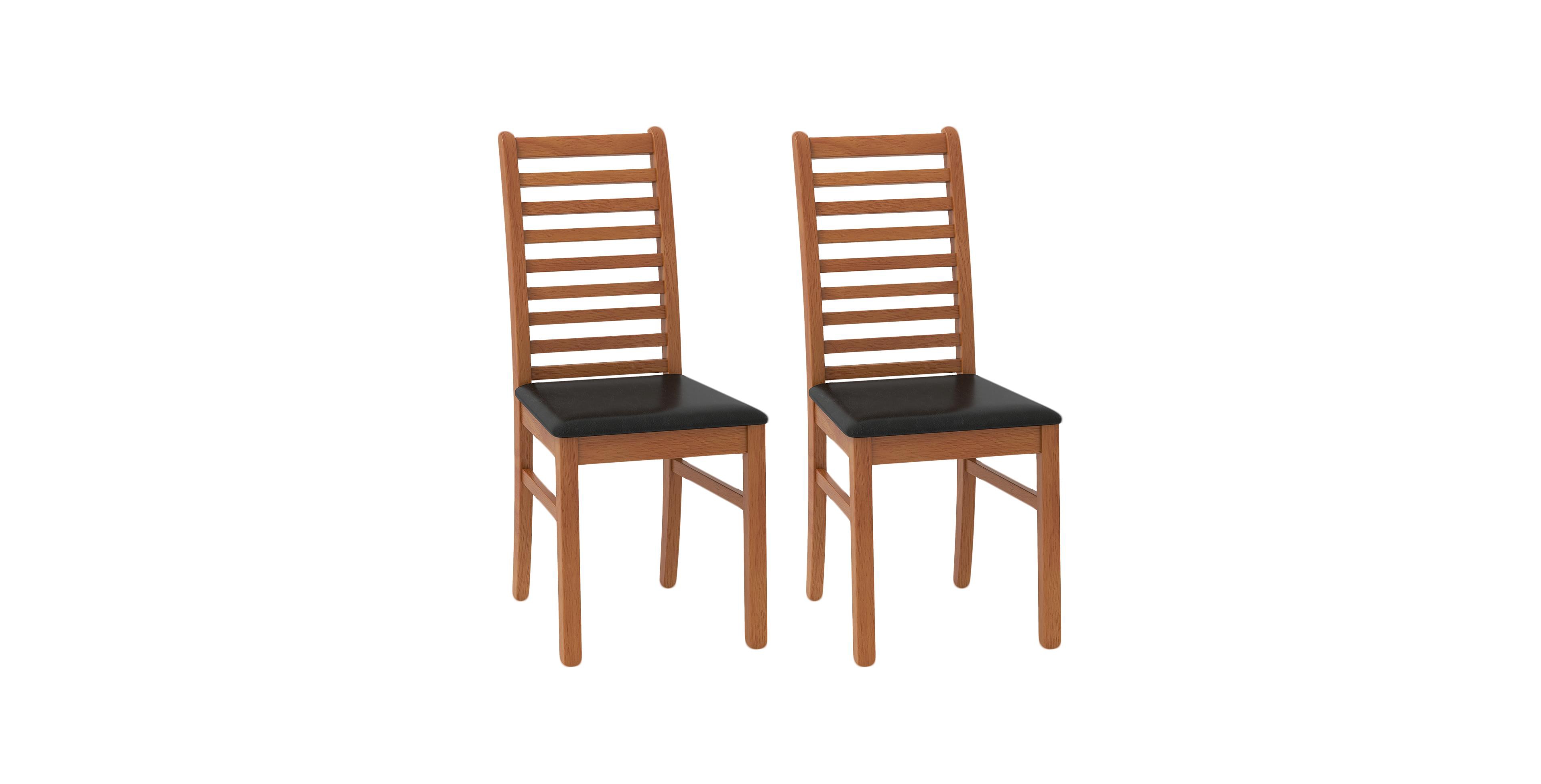 Mecale Set of 2 Wooden Dining Chair with Rubber Wood Legs for Living Room