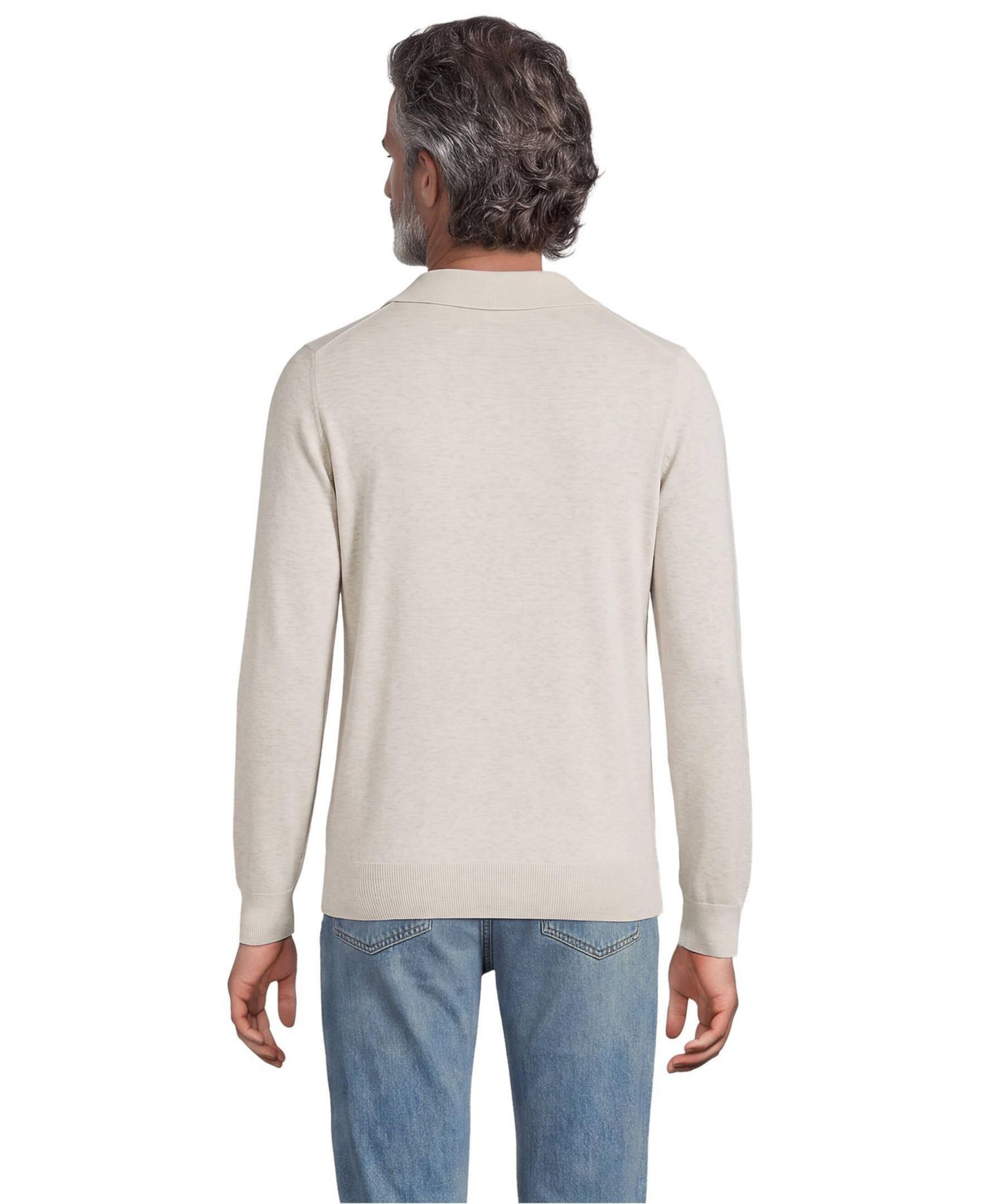 Men's Long Sleeve Cotton Sweater Polo
