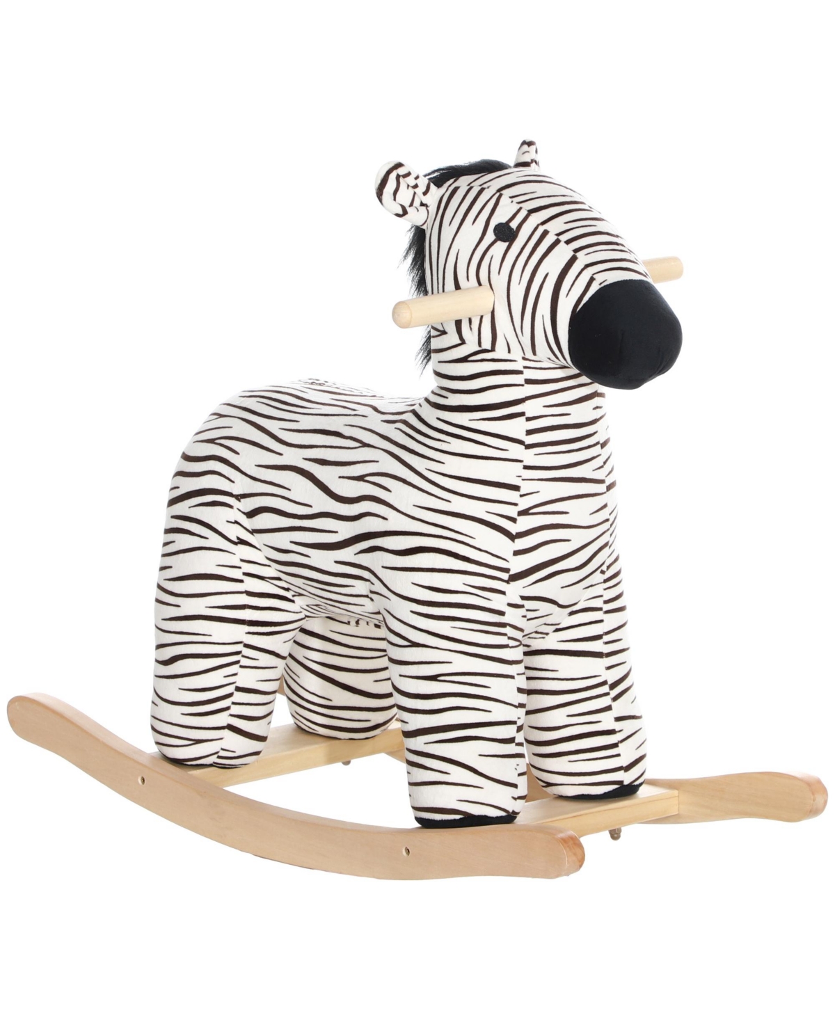Glintex Zebra Shaped Plush Rocking Horse with Realistic Sound, Holds 88 lbs, Ages 2-4