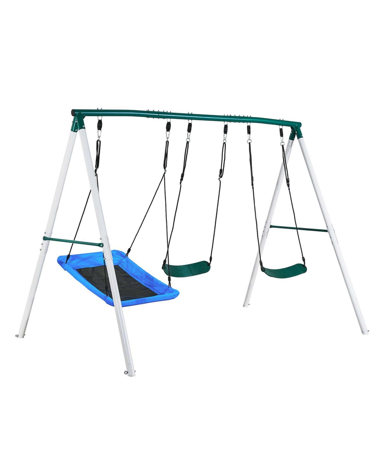 Детские игрушки Glintex Backyard A-Frame Swing Set, 700 lb Capacity, Three Seats, Ages 3+, цвет: Зелёный — фото 1