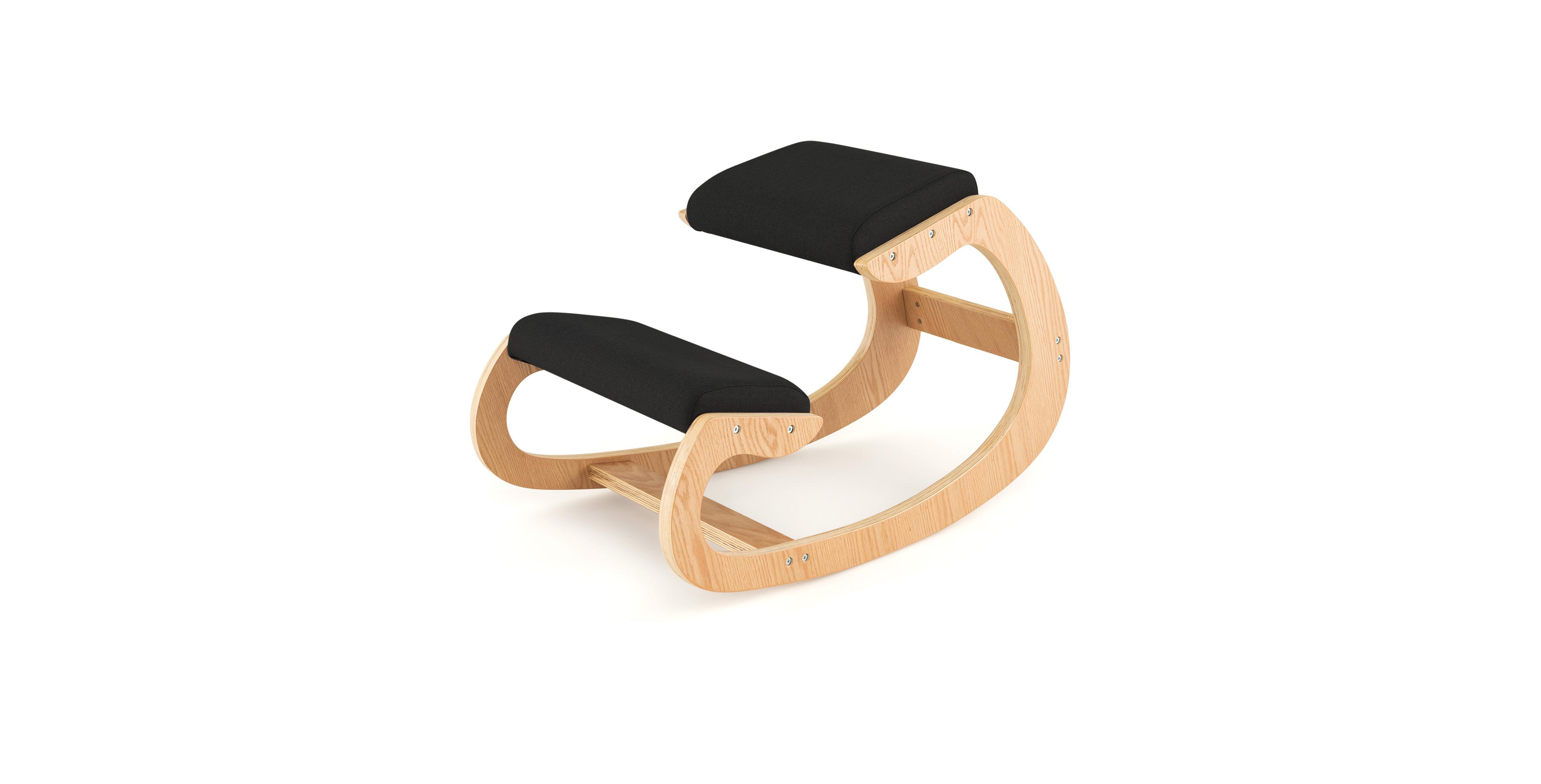 Mecale Wooden Rocking Chair with Padded Seat Cushion and Knee Support