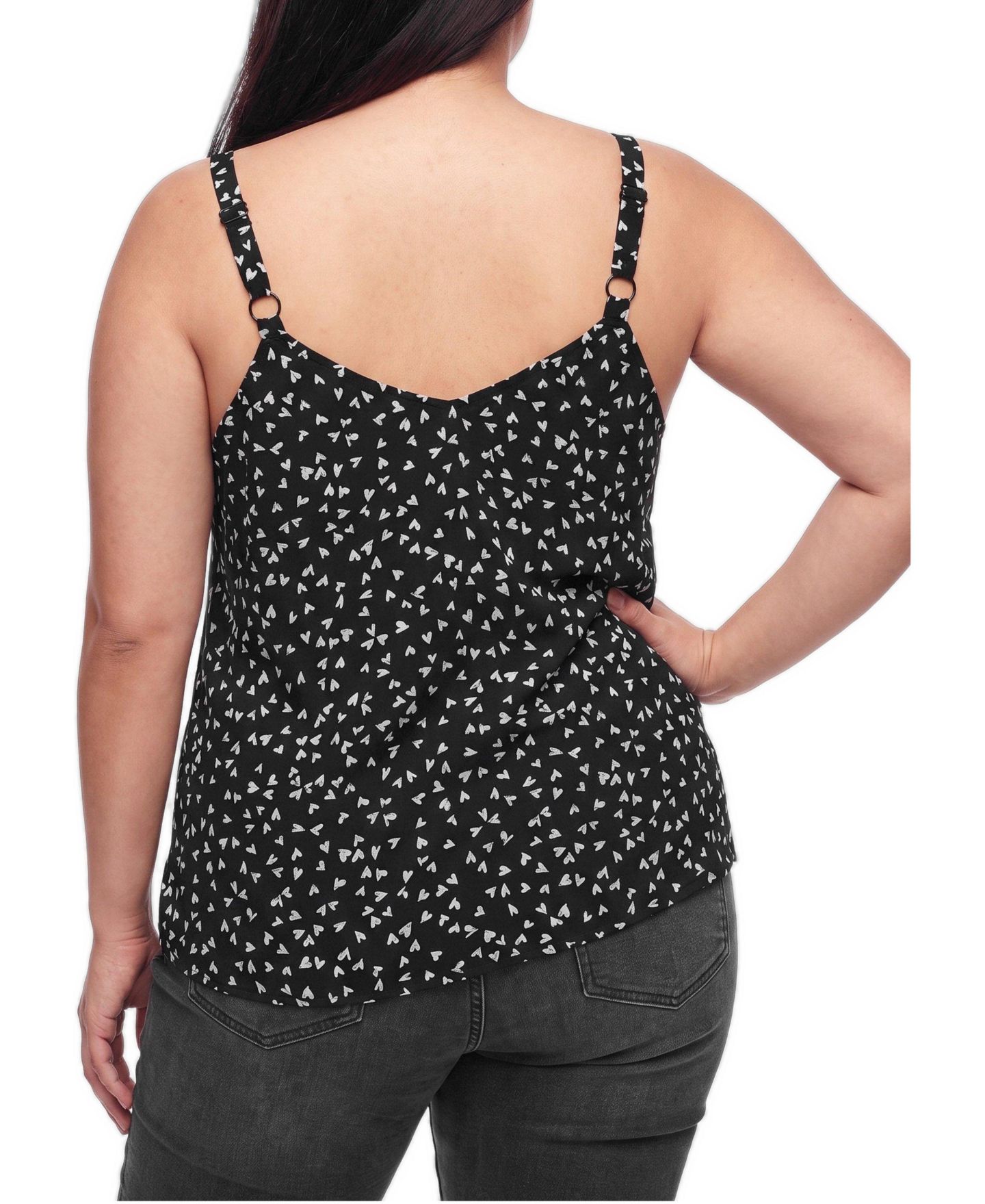 Женский топ Torrid Plus Size Sophie V-Neck Swing Chiffon Camisole, цвет: Чёрный — фото 3