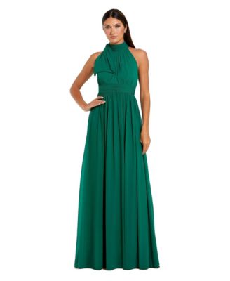 Petite A Line Chiffon Halter Neck Evening Gown