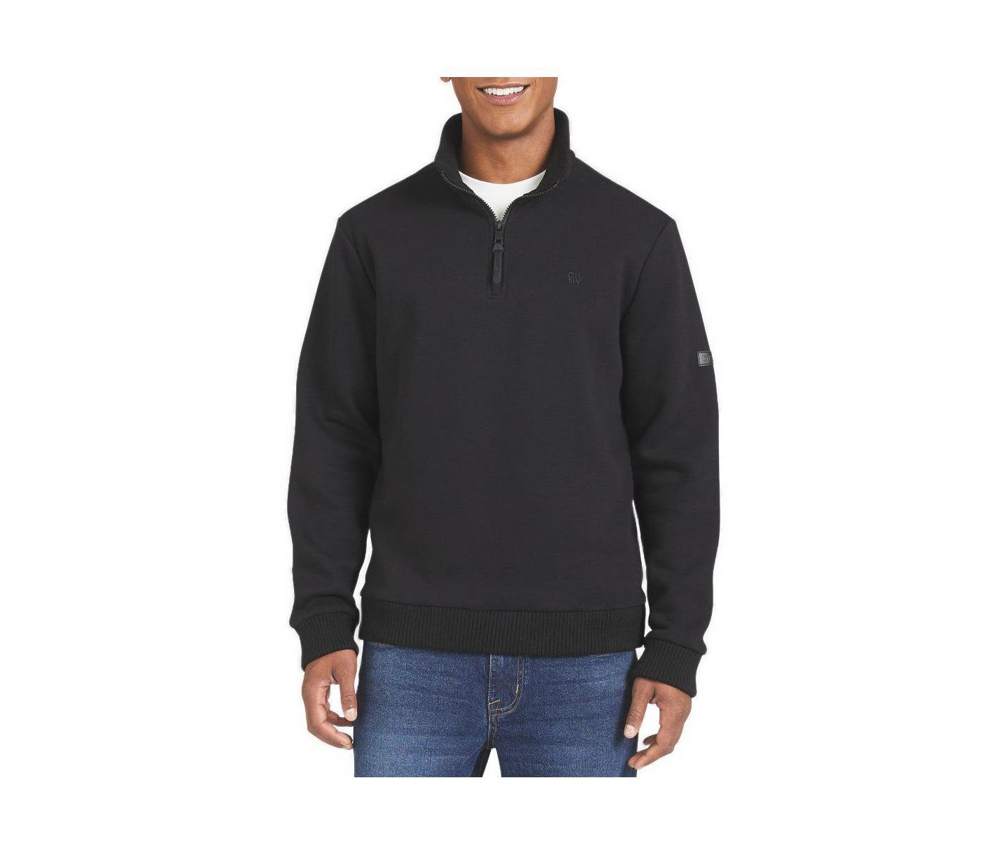 Мужские топы DKNY Upstate Quarter-Zip Fleece, цвет: Чёрный — фото 1