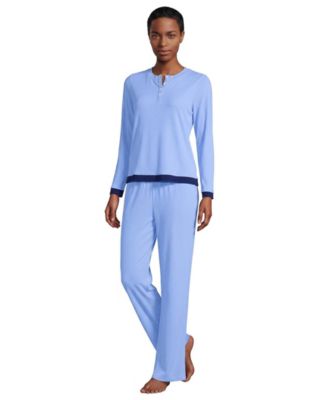 Women's Henley-Style Long-Sleeve Top and Wide-Leg Pants, 2-Piece Set