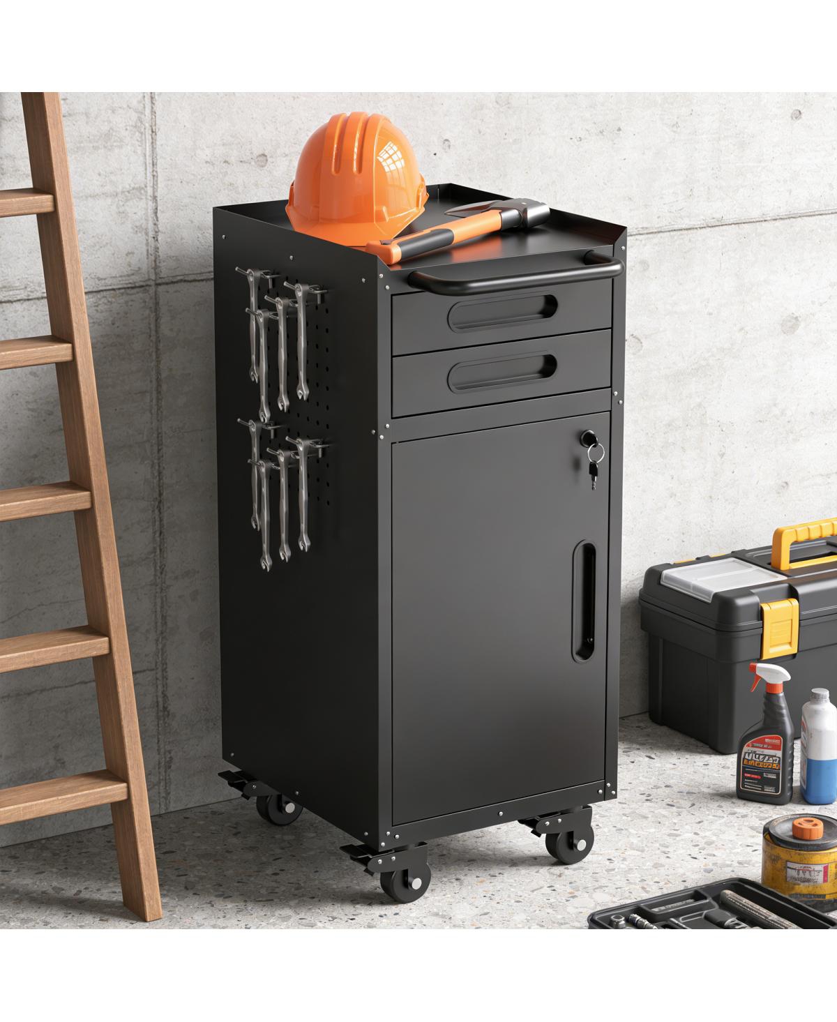 Streamdale Furniture 34.3'' Narrow Rolling Tool Cabinet - Space-Saving Garage Storage