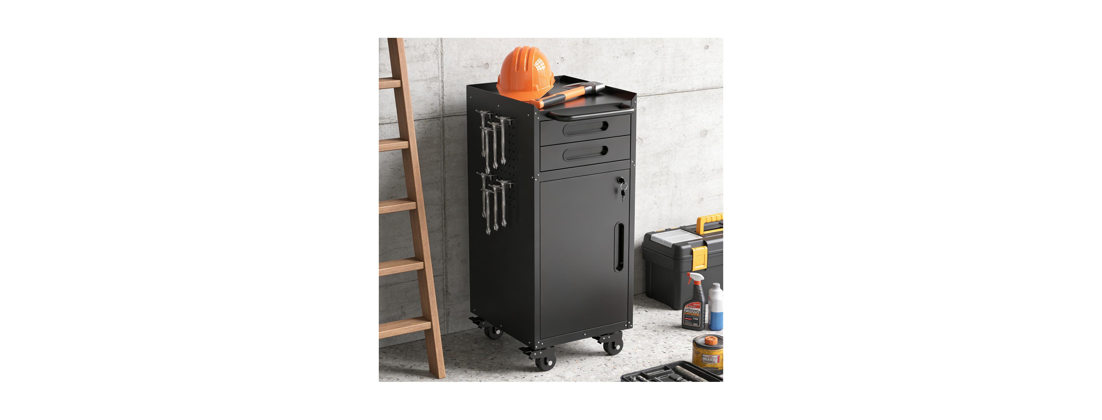 Streamdale Furniture 34.3'' Narrow Rolling Tool Cabinet - Space-Saving Garage Storage