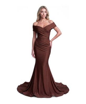 Women's Off-The-Shoulder Ruched Mermaid Gown