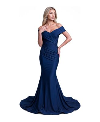 Women's Off-The-Shoulder Ruched Mermaid Gown