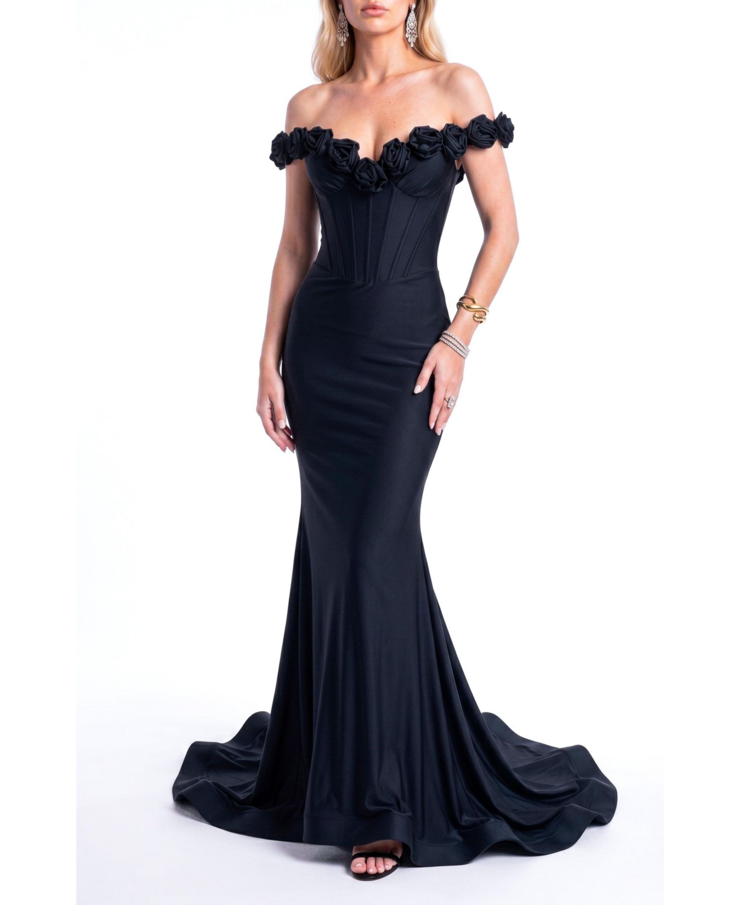 Women's Rosette Off-Shoulder Mermaid Gown
