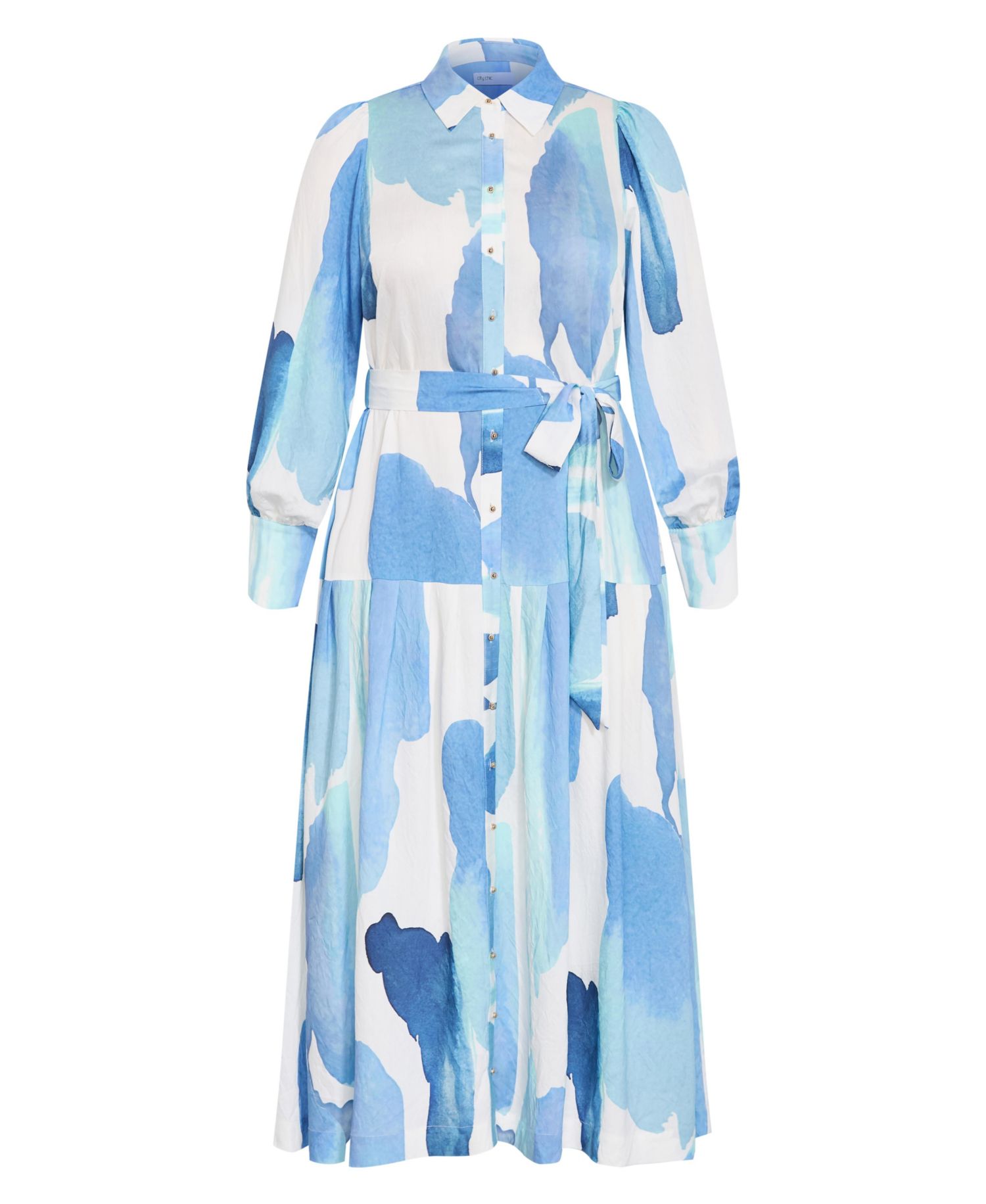 Plus Size Kinsley Print Maxi Drop-Waist Shirt Dress
