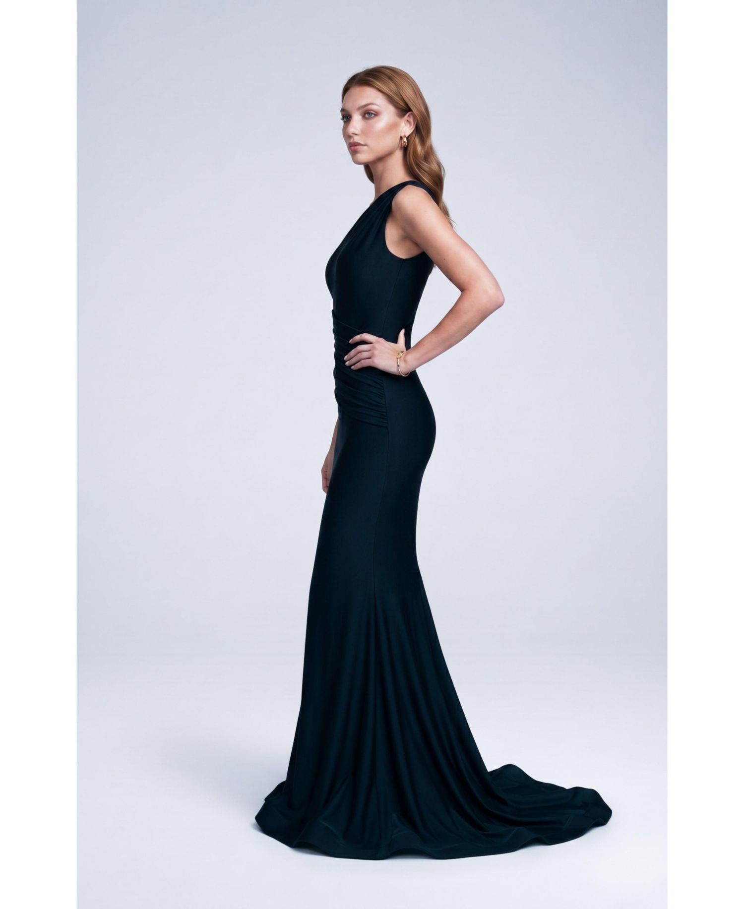 Women's One Shoulder Ruched Mermaid Evening Gown