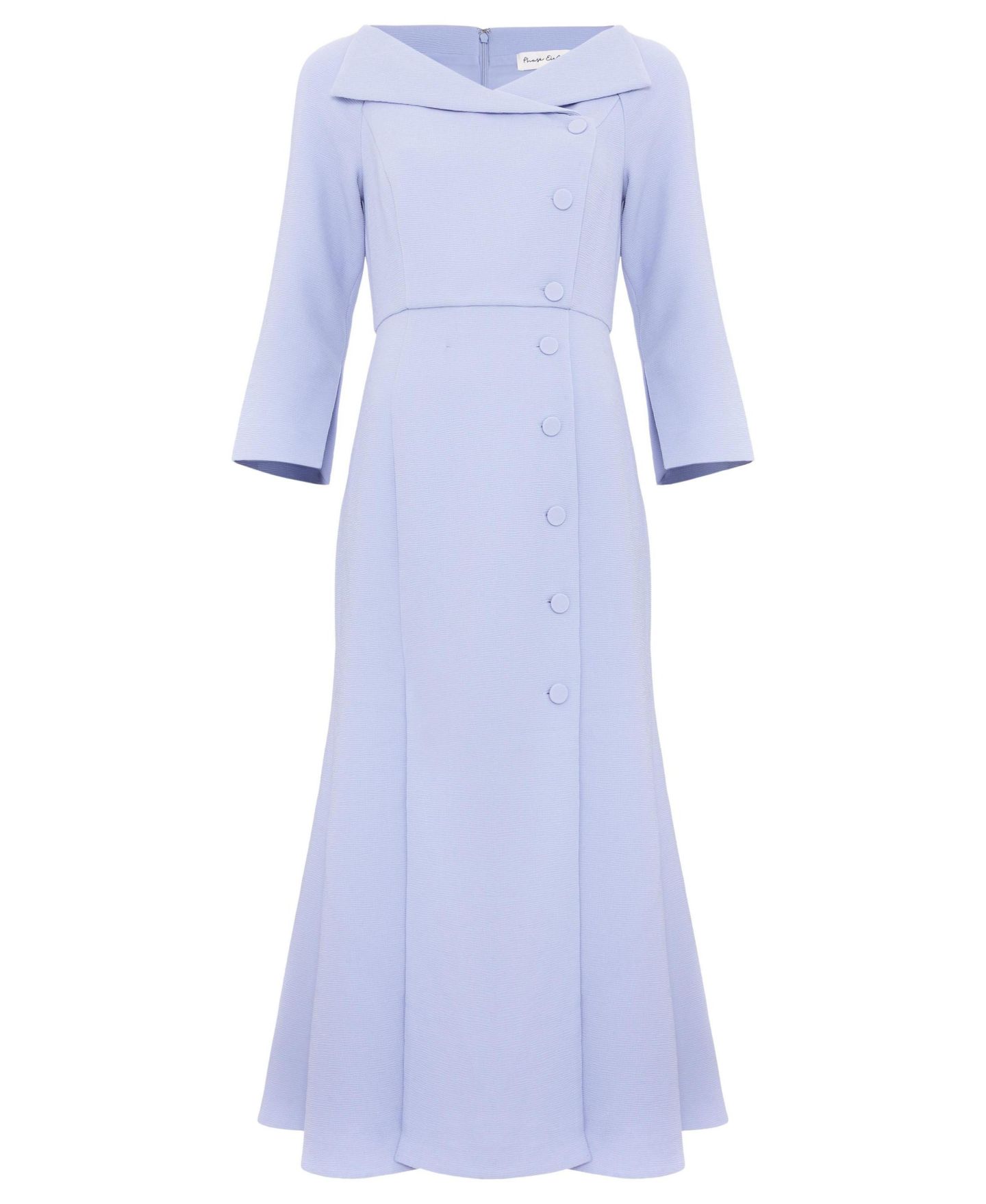 Женское платье Phase Eight Sienna Asymmetric-Collar Tuxedo Midi, цвет: Бледный синий — фото 7