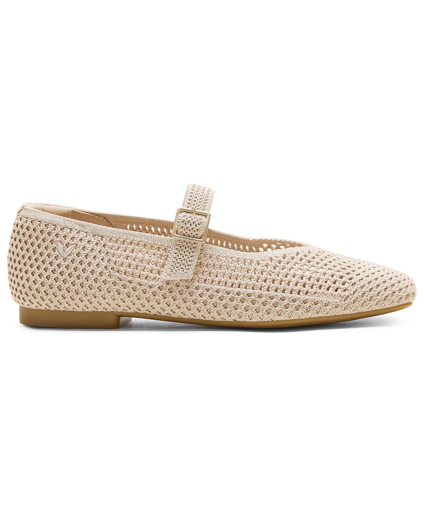 Женские балетки VIVAIA Margot Square-Toe Knit Adjustable-Strap Mary Jane Flats, цвет: Миндальный сетчатый — фото 2