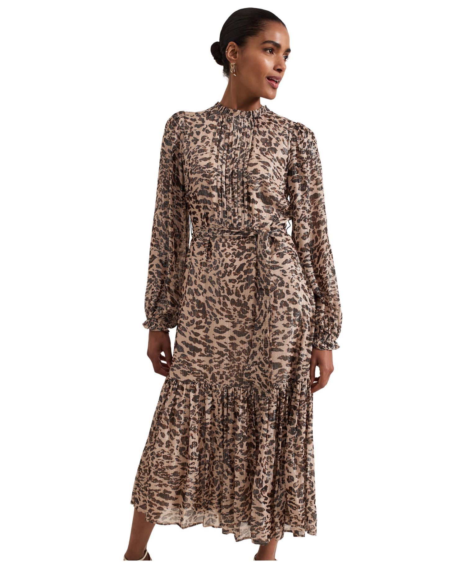 Women's Eve Leopard-Print Long-Sleeve Midi Dress