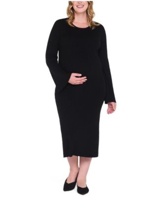 Flared-Sleeve Midi Fitted Sweater Dress