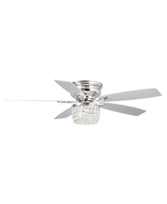 52" Chrome Crystal Flush Mount Ceiling Fan with Light Kit and Remote