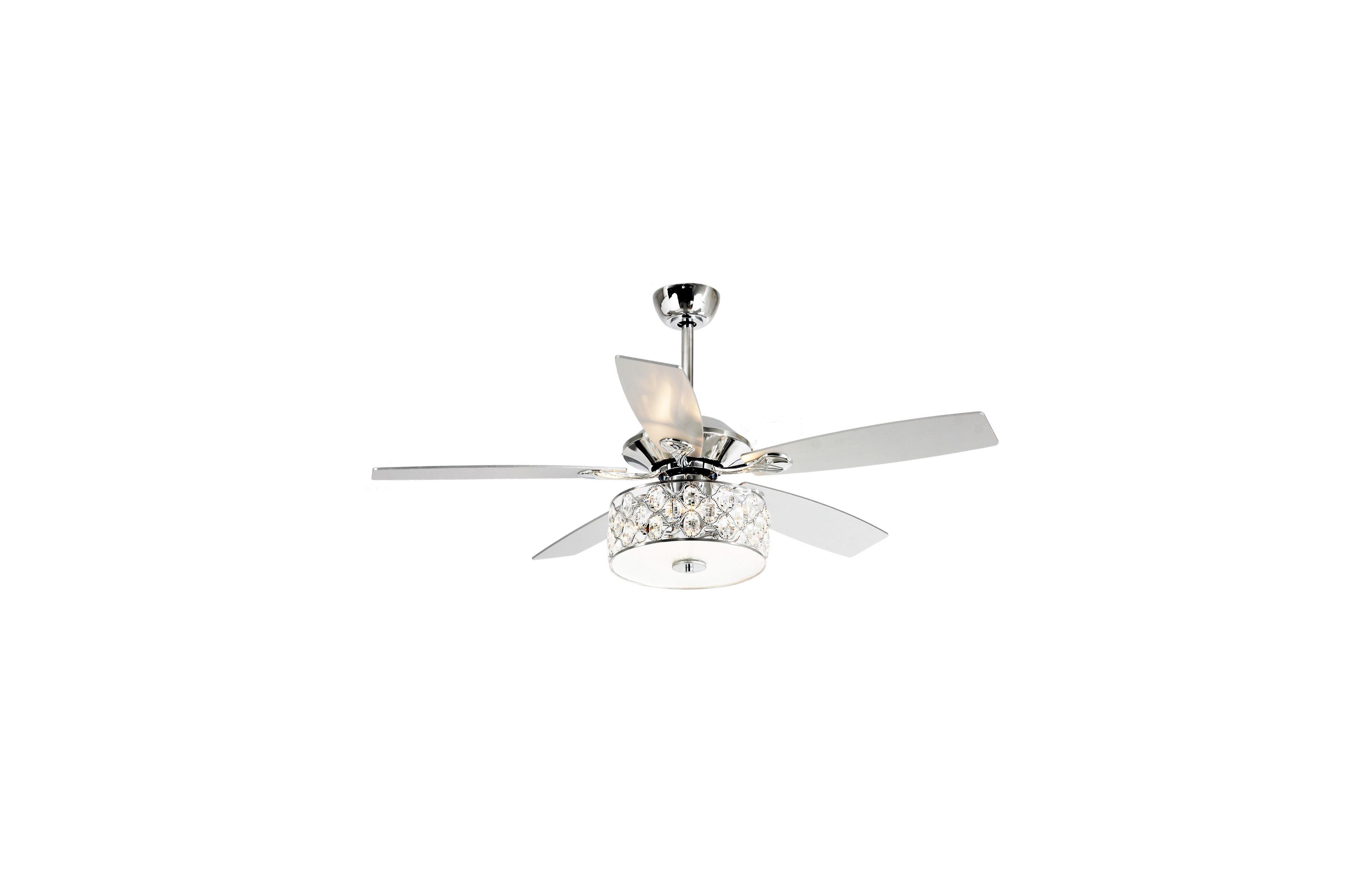 Parrot Uncle 52" Indoor Crystal Chandelier Ceiling Fan With Light and Remote Control in Chrome